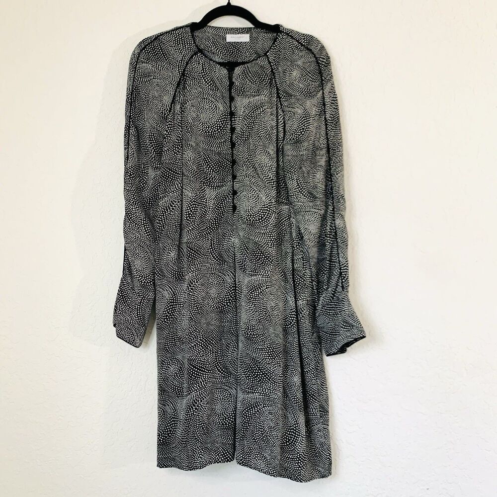 Equipment Black and White Long Sleeve Dress
